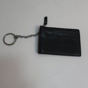 Womens Tumi Black Leather Keychain Card Wallet